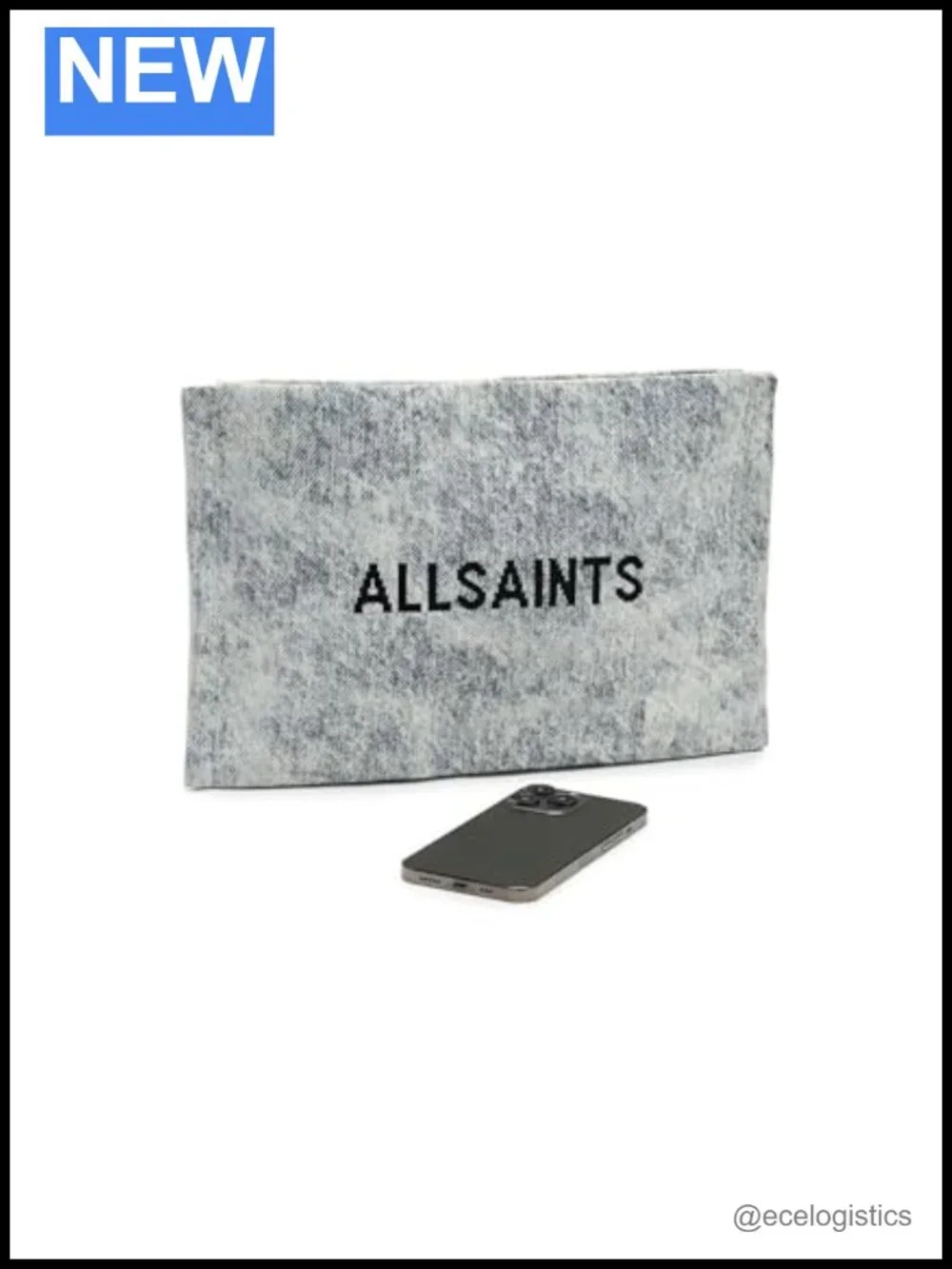AllSaints Izzy Denim Clutch Leather Handbag Women's Zipper Clutch